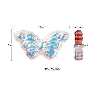 80Pcs 10 Style AB Color Plated & Spray Painted & Transparent Glass Beads GLAA-FS0001-16-1