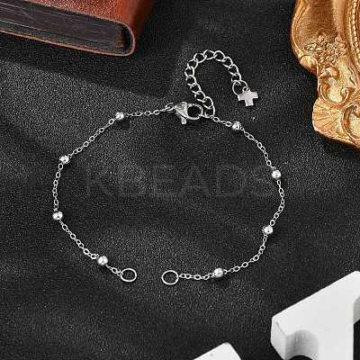304 Stainless Steel Round Ball Cable Chain Bracelet Making AJEW-JB01331-02-1