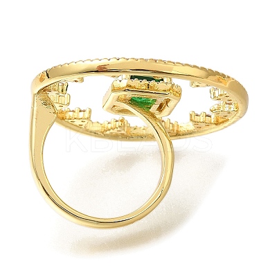Rack Plating Brass Micro Pave Cubic Zirconia and Glass Open Cuff Rings for Women RJEW-M022-15G-1