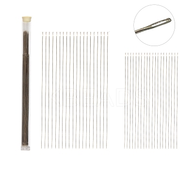 Tarnish Resistant Stainless Steel Big Eye Beading Needles SENE-PW0013-02R-1