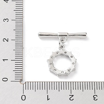 Rack Plating Brass Micro Pave Clear Cubic Zirconia Toggle Clasps KK-P247-13P-1