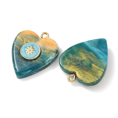 304 Stainless Steel Resin Pendants STAS-F352-07A-01-1