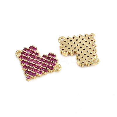 Brass Micro Pave Cubic Zirconia Heart Connector Charms KK-C114-26B-G-1