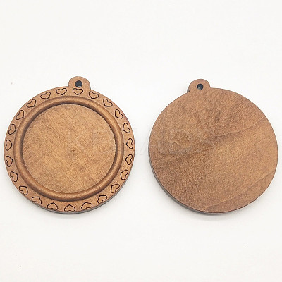 Wooden Pendant Cabochon Settings WOOD-WH0034-89C-1