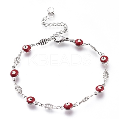 304 Stainless Steel Link Bracelets BJEW-M203-09P-1