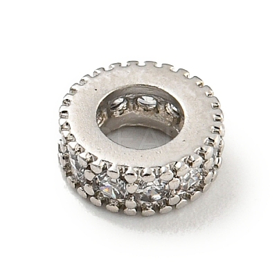 Brass Cubic Zirconia Spacer Beads KKB-L215-014P-1