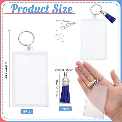16Pcs Rectangle Acrylic Photo Frame Keychain KEYC-CA0001-34-1