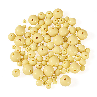 100Pcs 5 Styles Opaque Acrylic Beads MACR-TADJ0001-12D-1