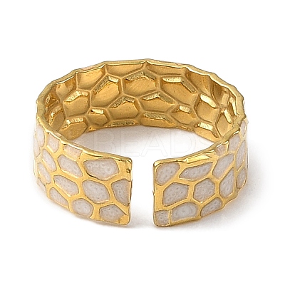 304 Stainless Steel Enamel Open Cuff Rings for Women RJEW-F166-20G-02-1