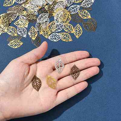 100Pcs 3 Colors Iron Filigree Joiners Pendants IFIN-FS0001-60-1