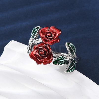 Zinc Alloy Enamel Open Cuff Rings for Women RJEW-U058-01P-1
