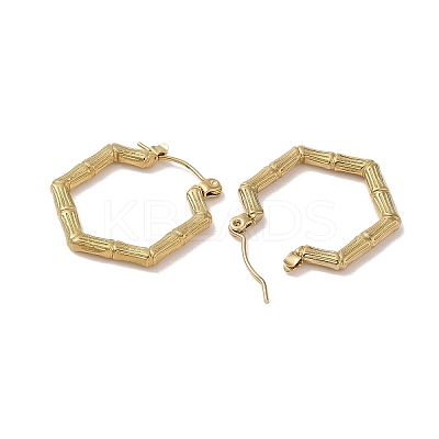 Texture Hexagon 201 Stainless Steel Half Hoop Earrings for Women EJEW-G385-14G-1