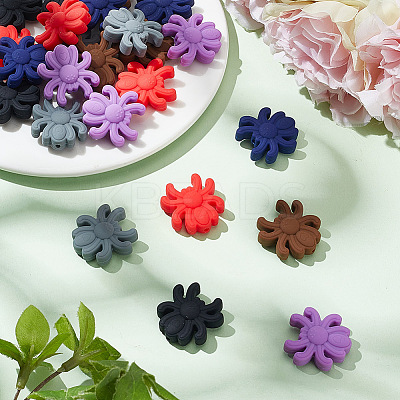 24Pcs 6 Colors Spider Food Grade Eco-Friendly Silicone Focal Beads SIL-AR0001-12-1