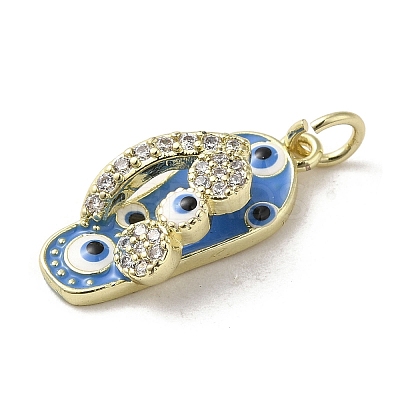 Brass Micro Pave Cubic Zirconia Pendants KK-E092-19G-06-1