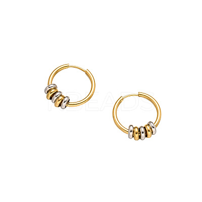Two Tone 304 Stainless Steel Hoop Earrings WGB54D4-01-1