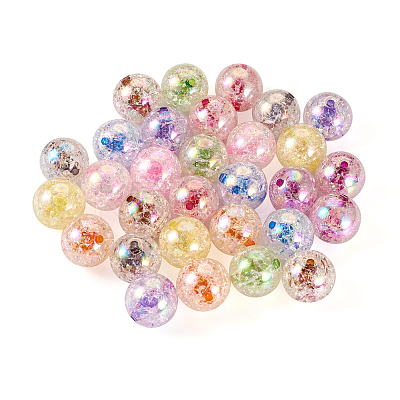30Pcs 10 Colors Transparent Crackle Acrylic Beads MACR-TA0001-37-1