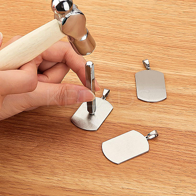 304 Stainless Steel Rectangle Big Pendants STAS-BC0001-05P-1