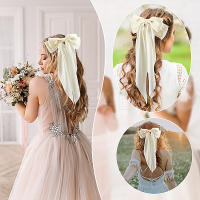 1Pc Big Bowknot Polyester Hair Barrettes & 6Pcs Butterfly Iron Alligator Hair Clips OHAR-GA0001-04-1