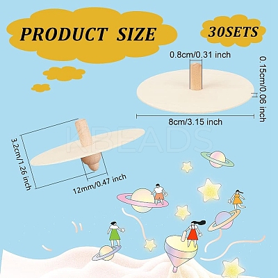Wooden Spinning Tops LS-WOOD-WH0027-66-1