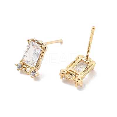 Brass Clear Cubic Zirconia Stud Earring Findings LS-KK-A238-01C-G-1