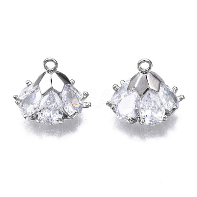 Brass Inlaid Clear Cubic Zirconia Charms ZIRC-S069-001P-1