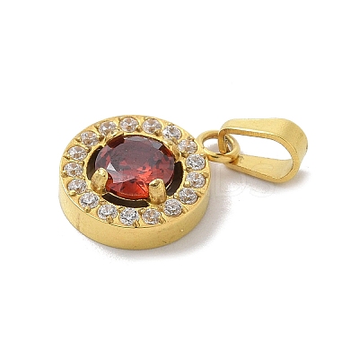 Ion Plating(IP) 304 Stainless Steel Micro Pave Cubic Zirconia Pendants STAS-Z107-05G-01-1