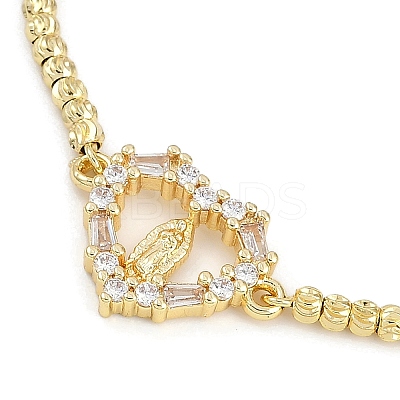 Virgin Mary Theme Brass Micro Pave Cubic Zirconia Slider Bracelets for Women BJEW-U013-02G-05-1