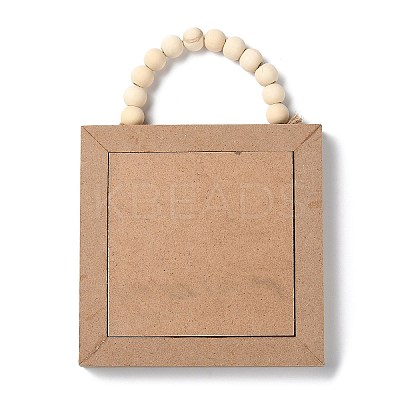 Wooden Square Wall Pendant Decorations HJEW-Z004-01A-1