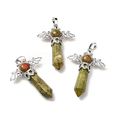 Natural Unakite Pendants G-B033-01P-16-1