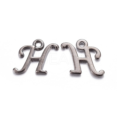 Gunmetal Plated Alloy Letter Pendants PALLOY-J718-01B-H-1
