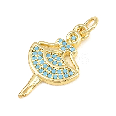 Brass Micro Pave Sky Blue Cubic Zirconia Pendants CU-CBA4A93-02H-G-1