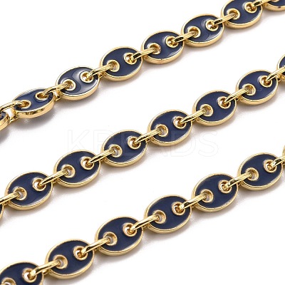 Golden Plated Alloy Enameled Coffee Bean Links Chains LCHA-H004-01G-B-1