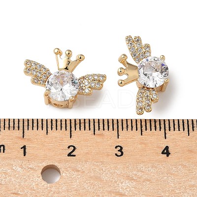 Brass Micro Pave Clear Cubic Zirconia Beads KK-G531-05G-1