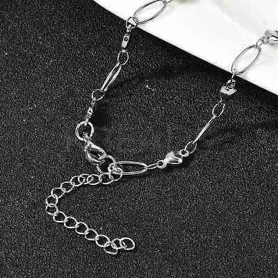 304 Stainless Steel Heart Link Chain Necklaces for Women NJEW-A046-02B-P-1