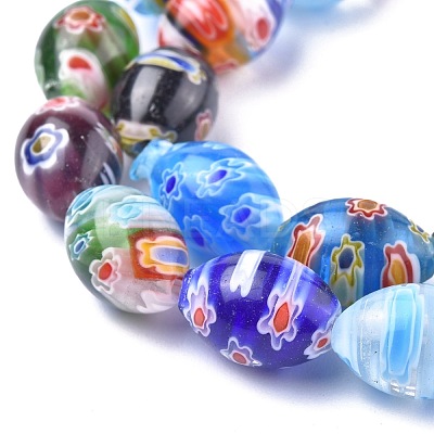 Oval Handmade Millefiori Glass Beads Strands LK-R004-84-1