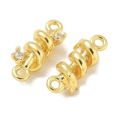 Rack Plating Brass Clear Cubic Zirconia Vortex Connector Charms KK-L224-069G-1