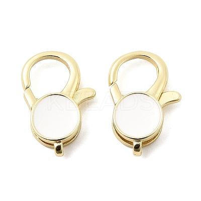 Flat Round Brass Enamel Lobster Claw Clasps KK-Z147-02G-01B-1