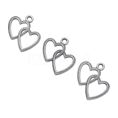 Antique Silver Plated Tibetan Style Zinc Alloy Heart to Heart Pendants X-A0943Y-1