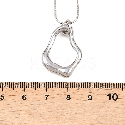304 Stainless Steel Hollow Irregular Teardrop Pendant Round Snake Chain Necklaces for Women NJEW-G188-01P-1