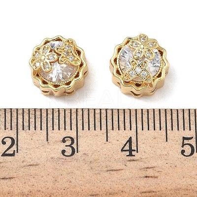 Brass Micro Pave Clear Cubic Zirconia Beads KK-H526-07G-1