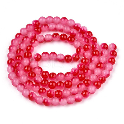 Baking Paint Imitation Jade Glass Round Bead Strands DGLA-N003-6mm-06-1