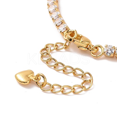 Clear Cubic Zirconia Tennis Bracelet with Heart BJEW-E015-03G-1