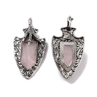 Natural Rose Quartz Faceted Big Pendants G-L524-03AS-08-1