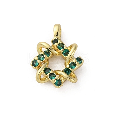 Brass Micro Pave Cubic Zirconia Charms KK-Q070-01F-G-1