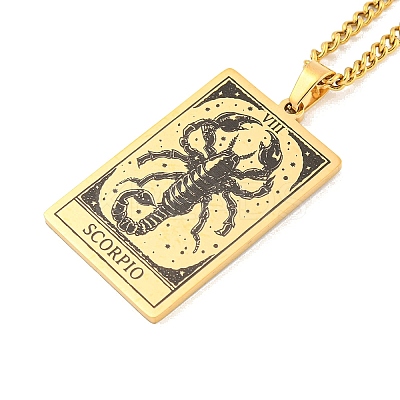304 Stainless Steel Tarot Pendant Necklaces NJEW-A026-01G-08-1