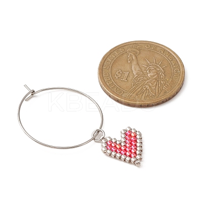 Glass Heart Wine Glass Charms AJEW-JO00191-1