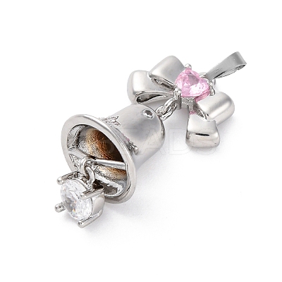 Rack Plating Brass with Cubic Zirconia Pendants KK-Q010-15P-1