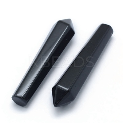 Natural Obsidian Pointed Beads G-P393-M04-1