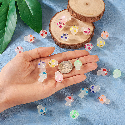 32Pcs 8 Colors Luminous Transparent Resin Pendants FIND-TA0002-48-1