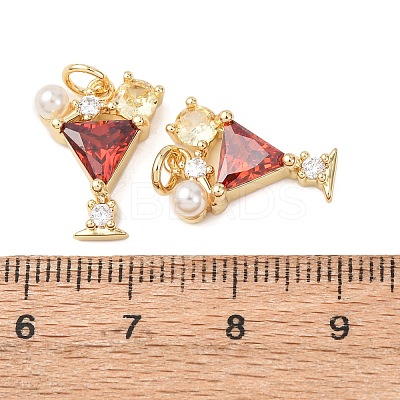 Brass Micro Pave Cubic Zirconia Pendants KK-D019-25G-1